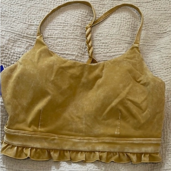 JoyLab Tops - JOYLAB. Mustard/Chartreuse, Athletic/Sports Bra. Small ruffle on bottom.